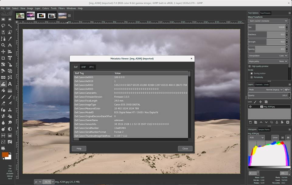 screenshot of GIMP (GNU Image Manipulation Program)